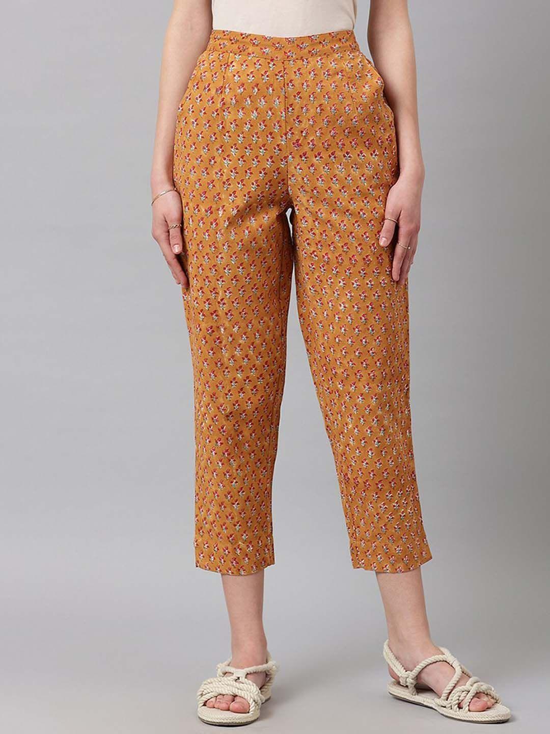 fabindia women cotton printed comfort trousers