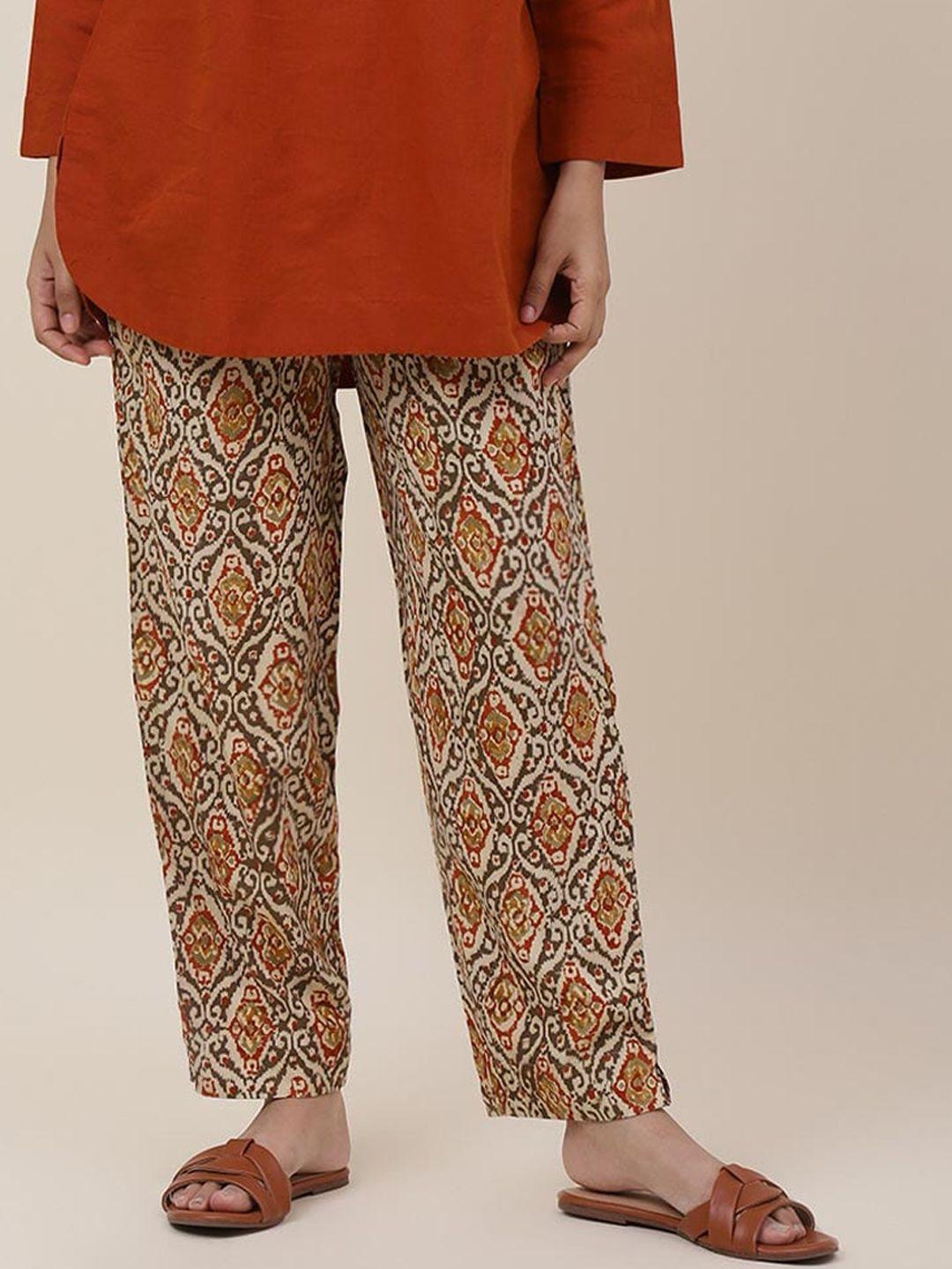 fabindia women ethnic motifs printed trousers