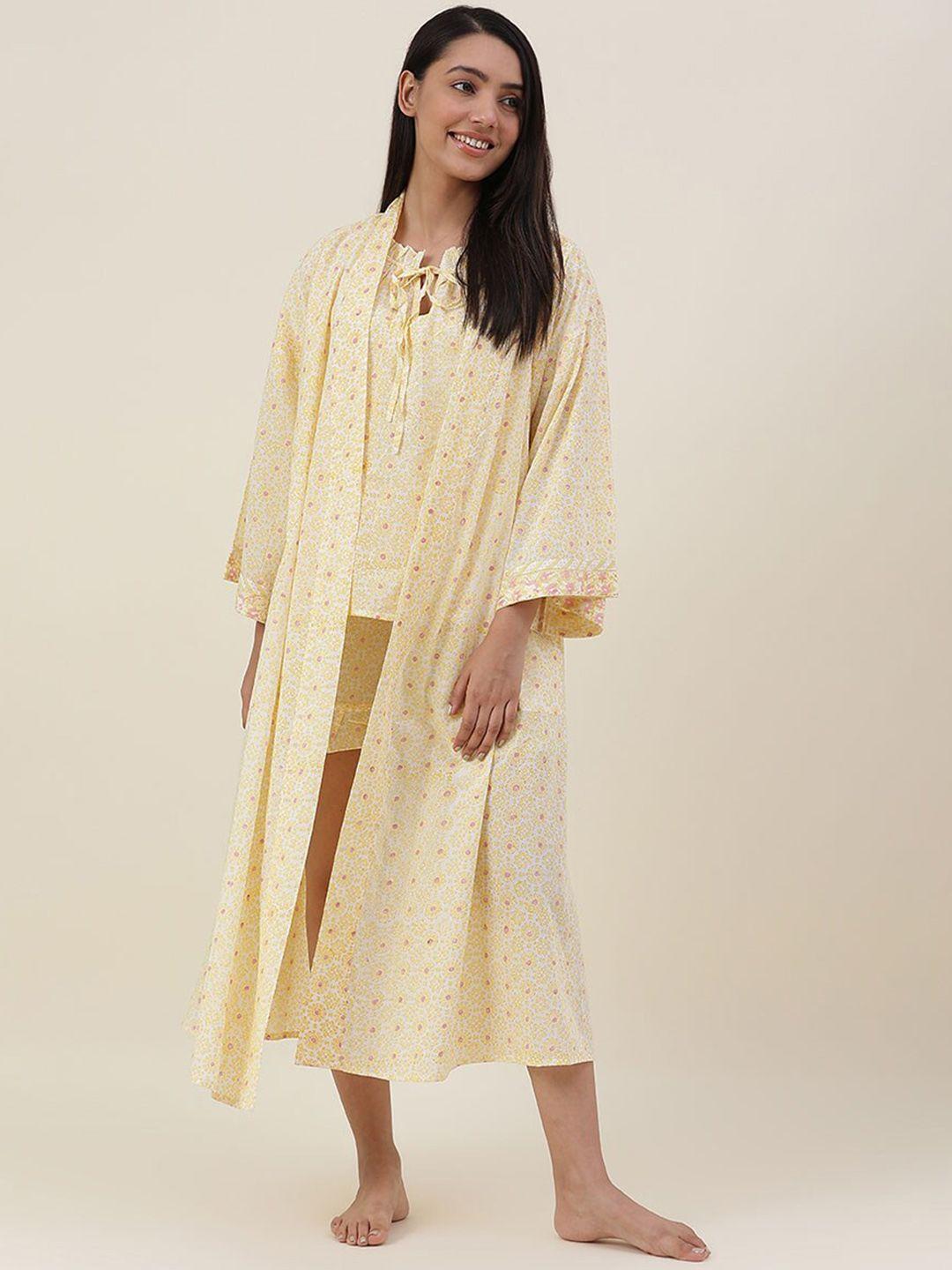 fabindia women floral printed cotton bath robe