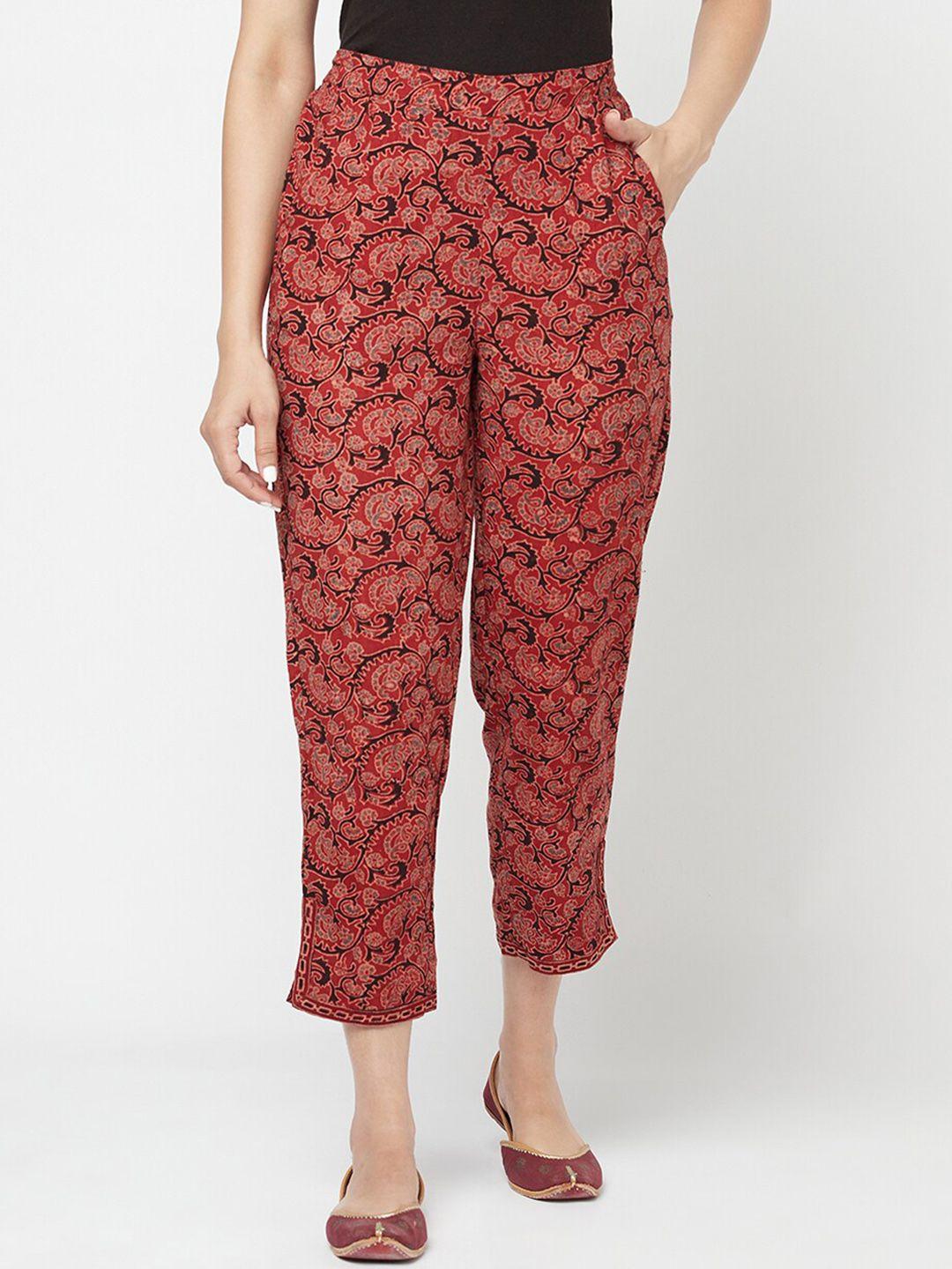 fabindia women floral printed cotton trousers