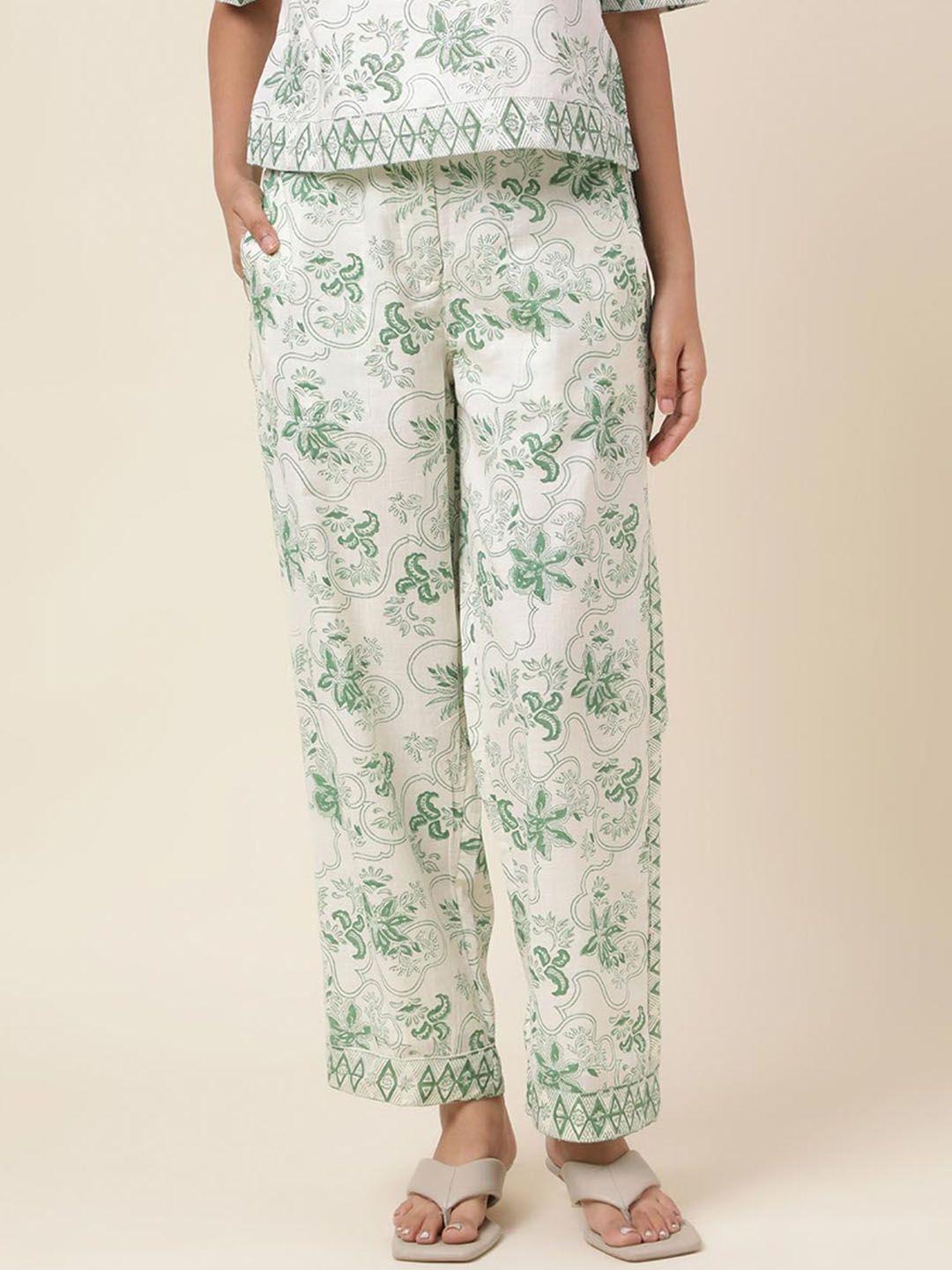fabindia women floral printed trousers