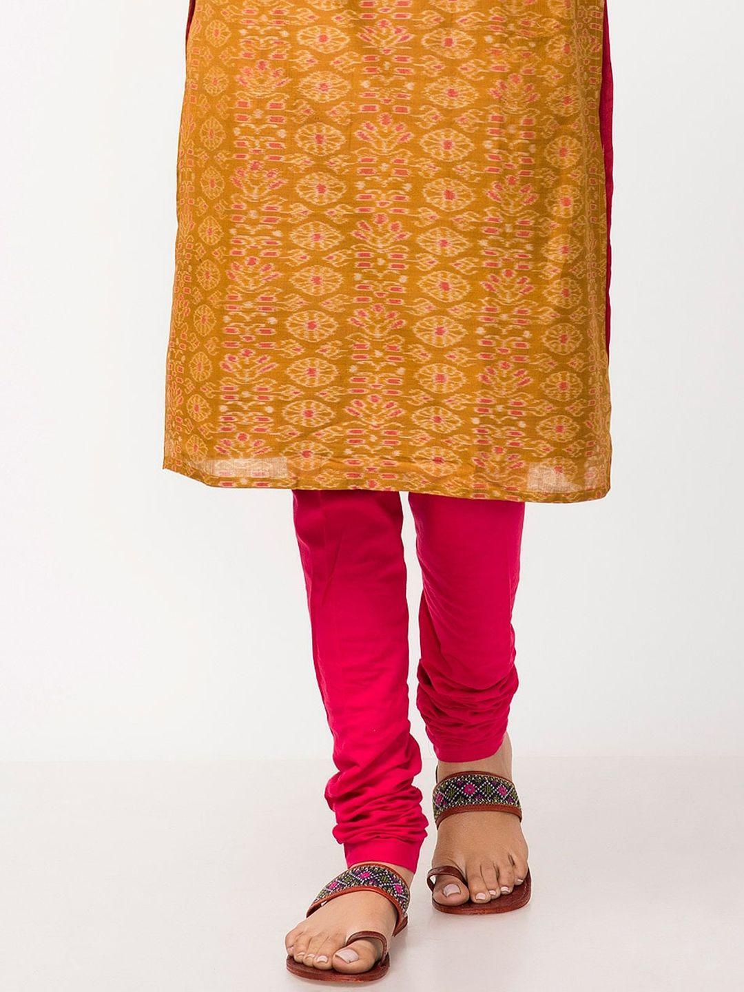 fabindia women fuchsia straight-fit cotton churidar