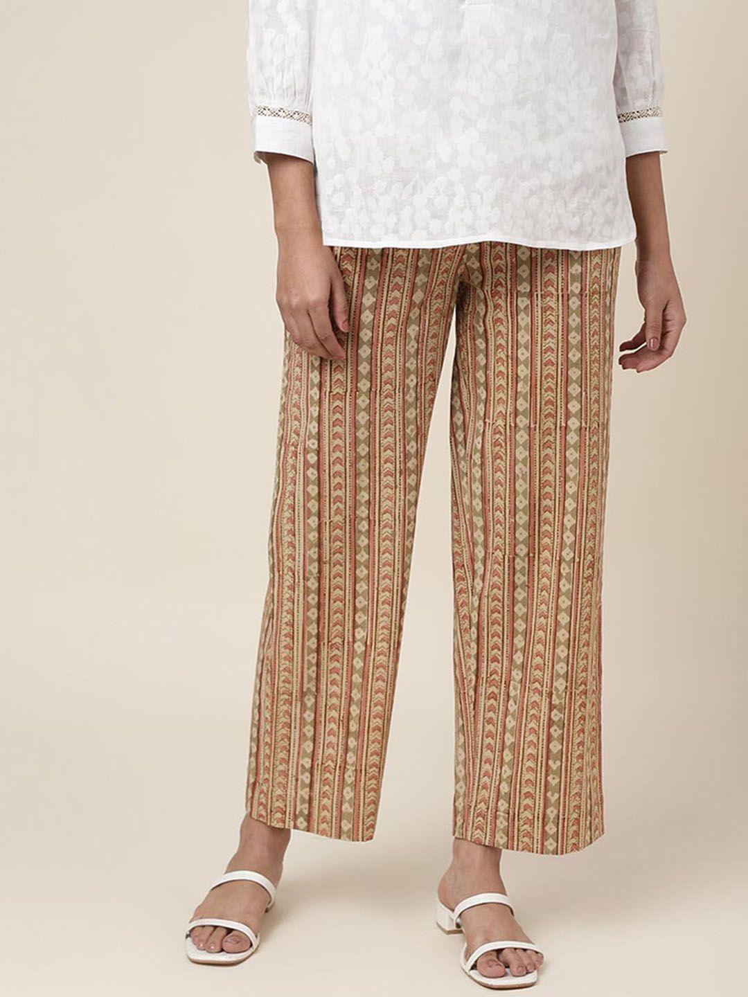 fabindia women geometric printed cotton trousers