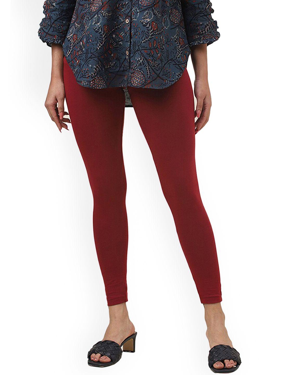 fabindia women maroon skinny fit trousers