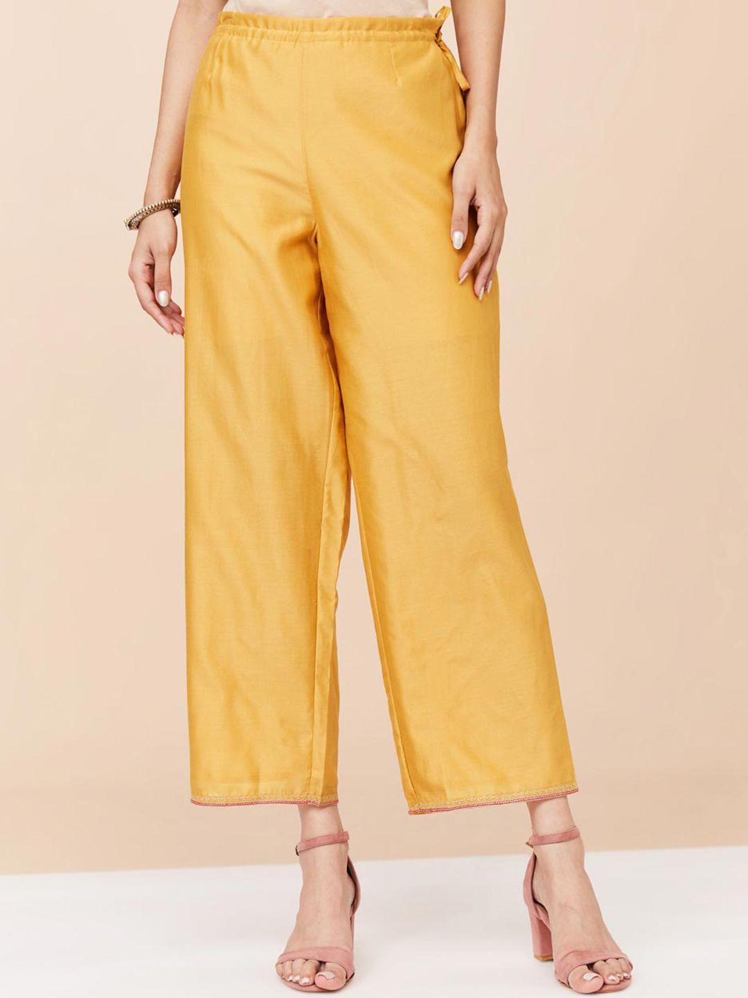 fabindia women mid rise cotton trousers