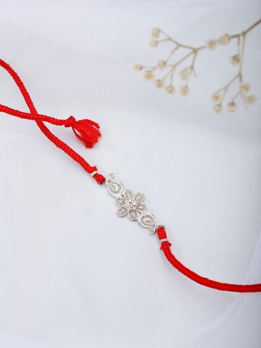 fabindia women red & white thread rakhi