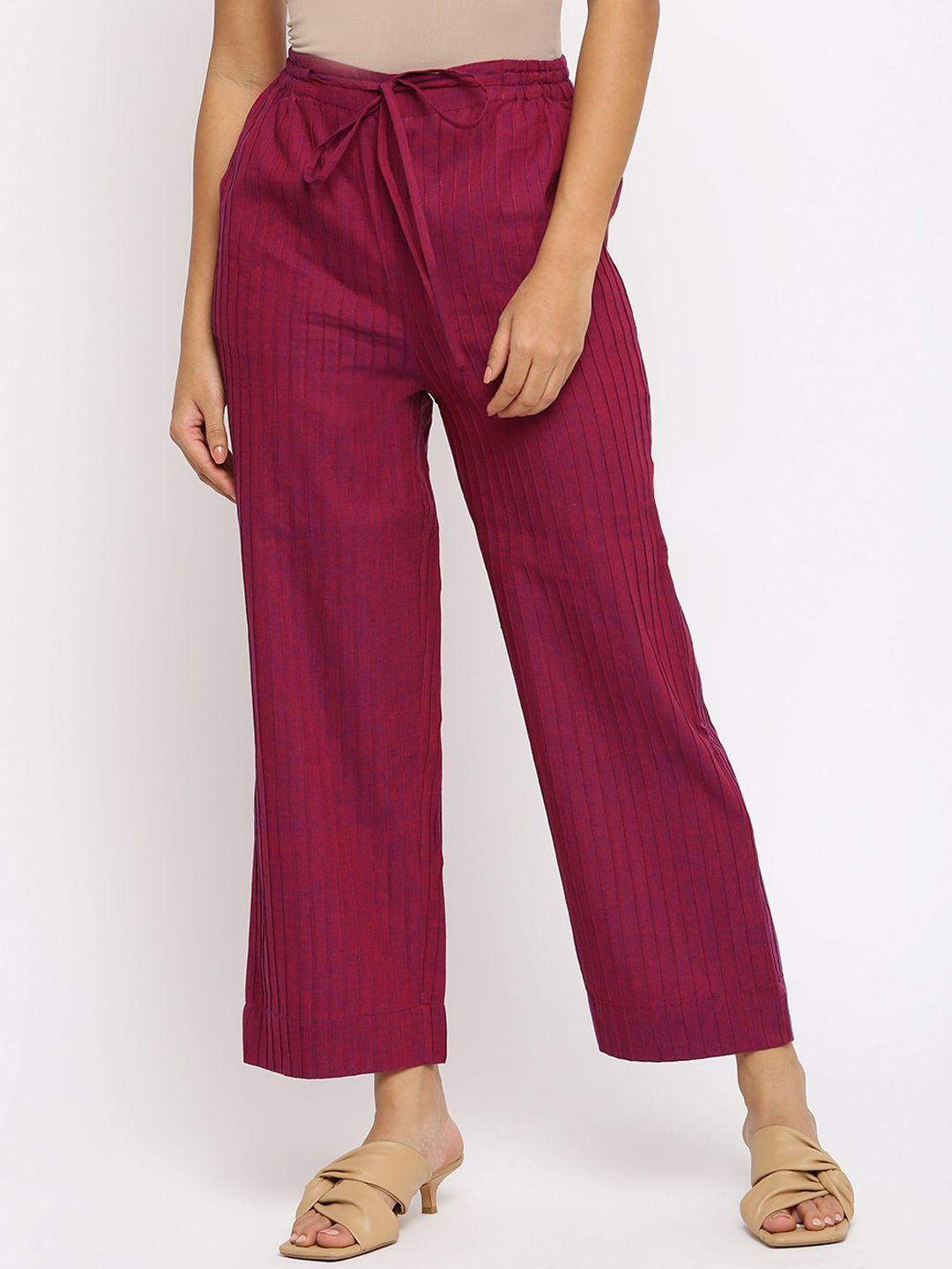 fabindia women striped cotton trousers