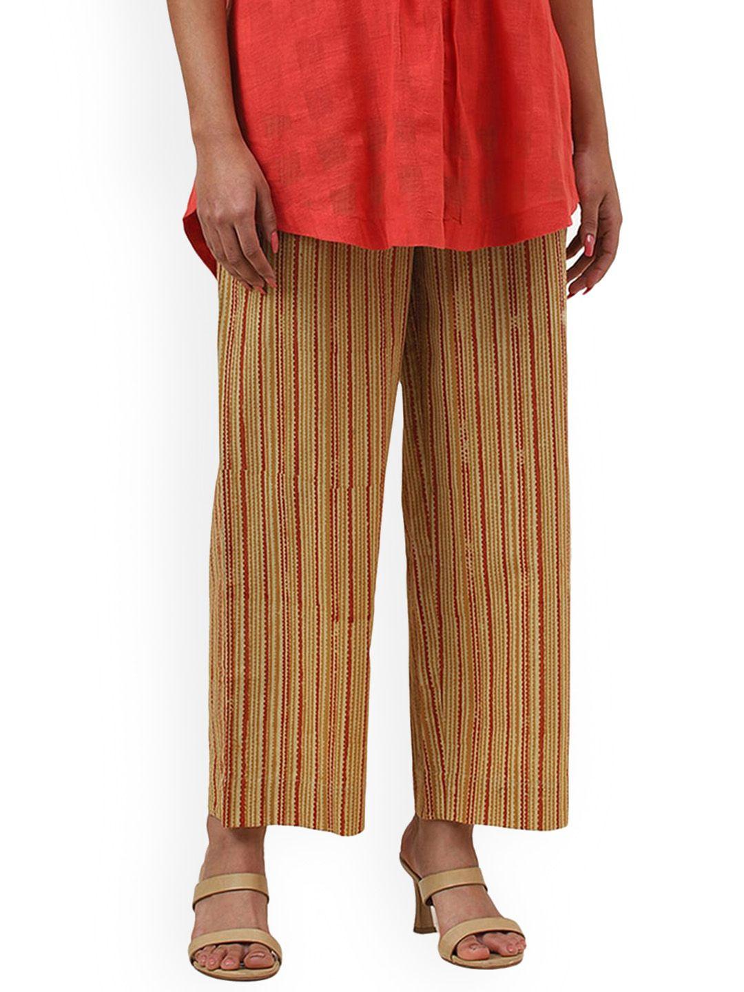 fabindia women striped cotton trousers