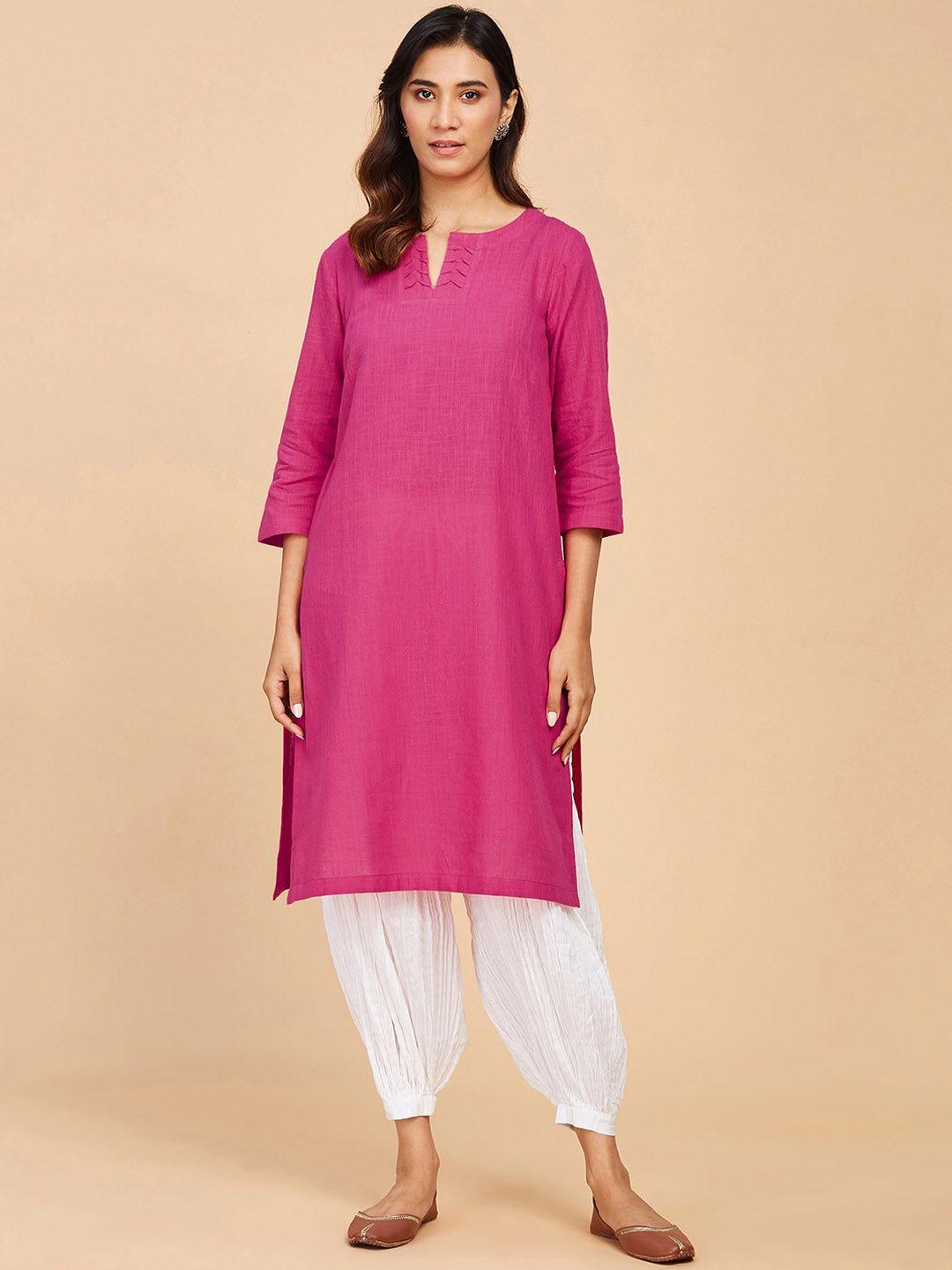 fabindia women v-neck pure cotton kurta