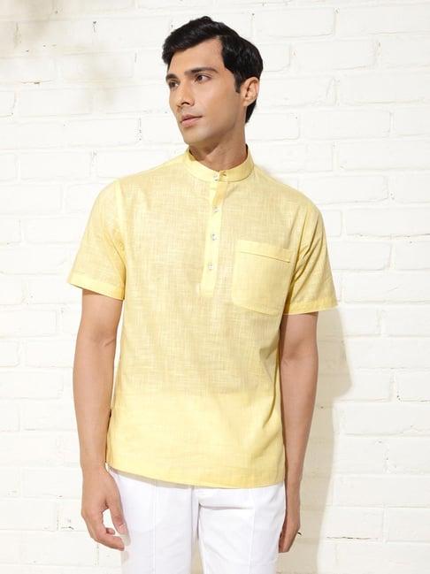 fabindia yellow comfort fit short kurta