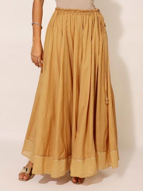 fabindia yellow cotton a-line skirt