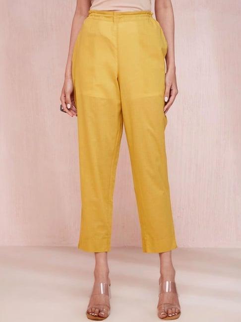 fabindia yellow cotton pants