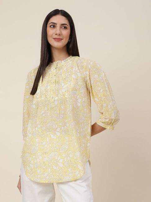 fabindia yellow cotton printed tunic