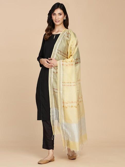 fabindia yellow printed dupatta