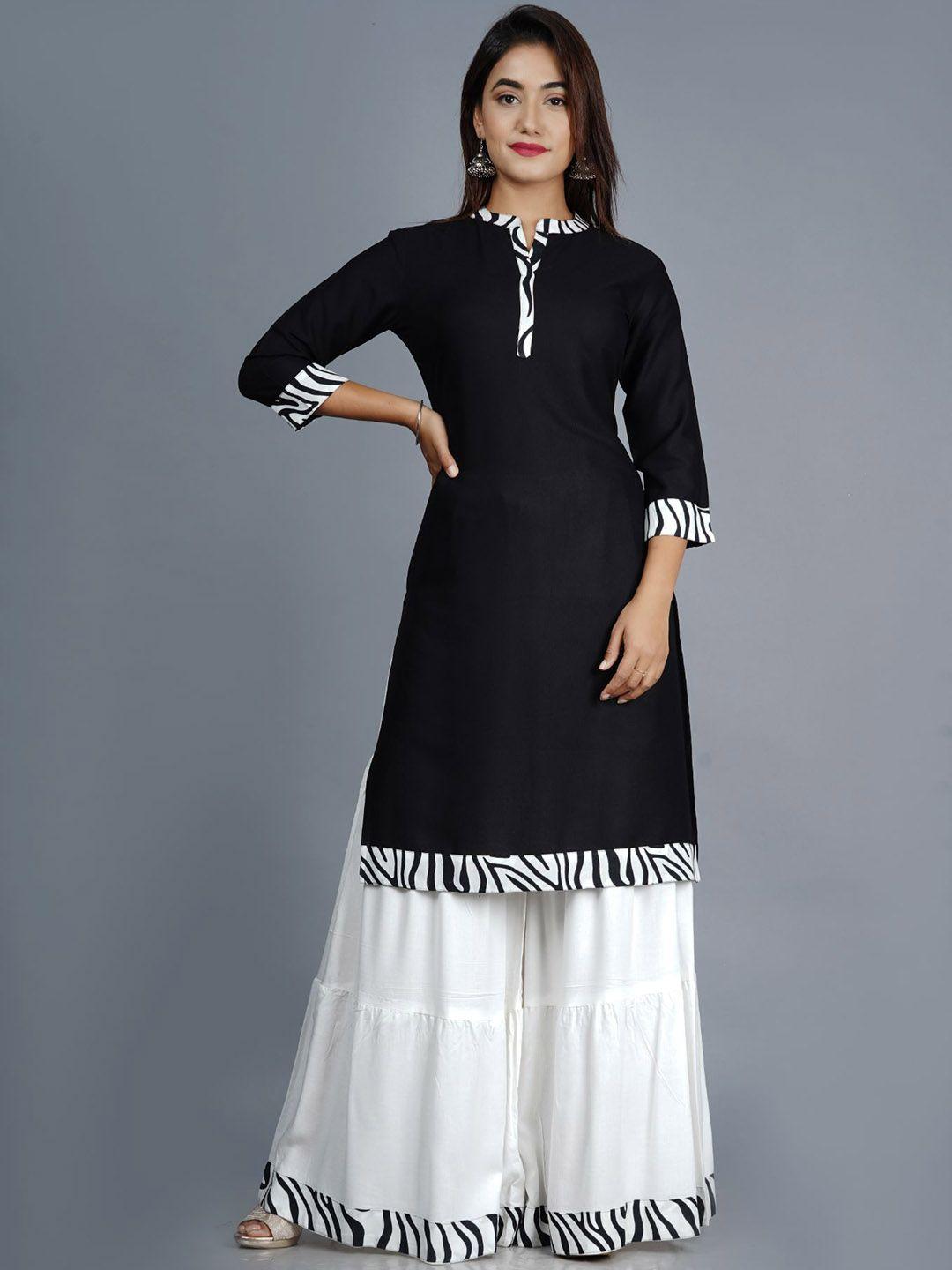 fabista women black kurti with sharara