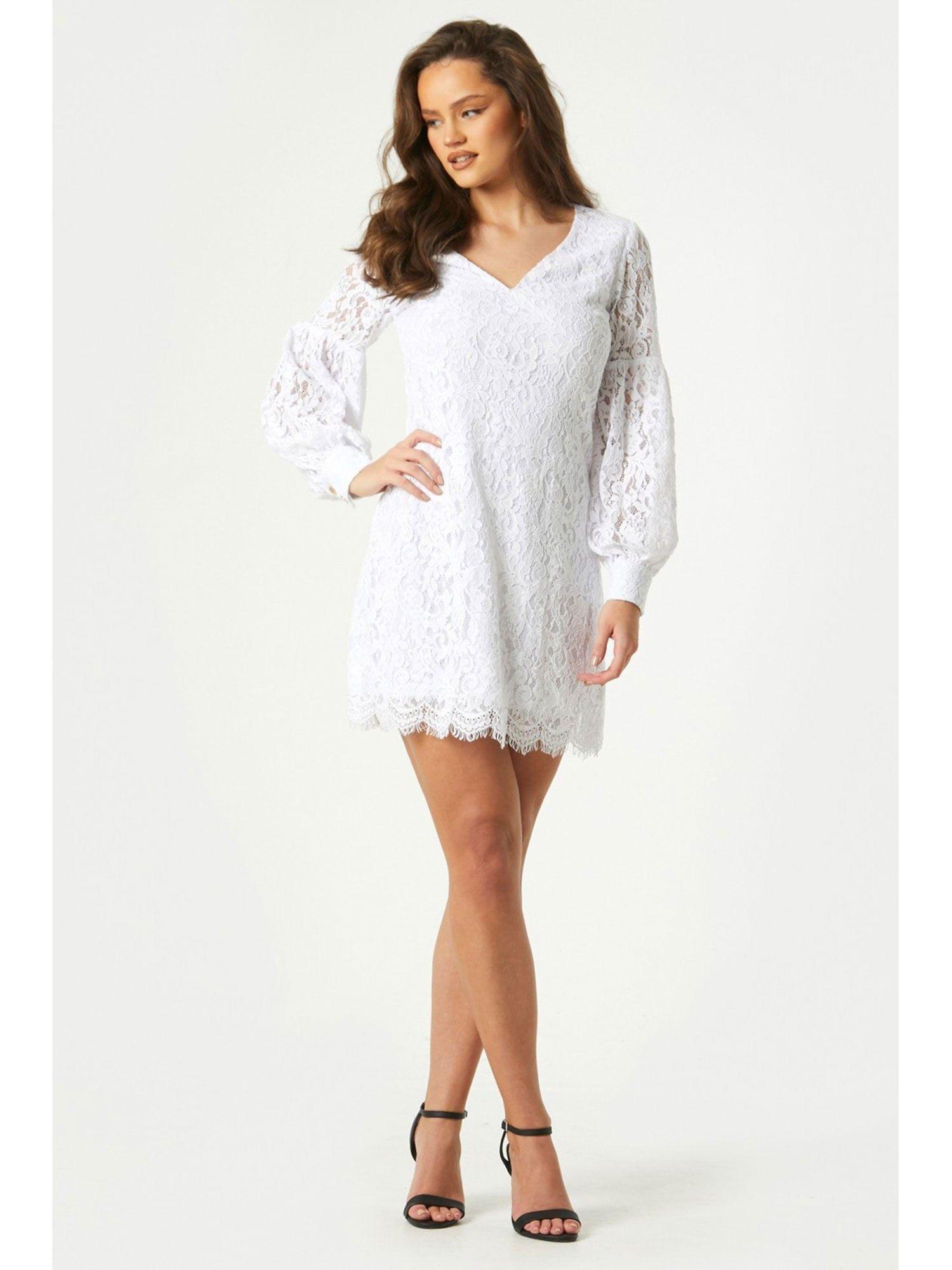 fable white lace shift dress