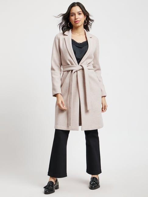 fablestreet beige acrylic relaxed fit coat