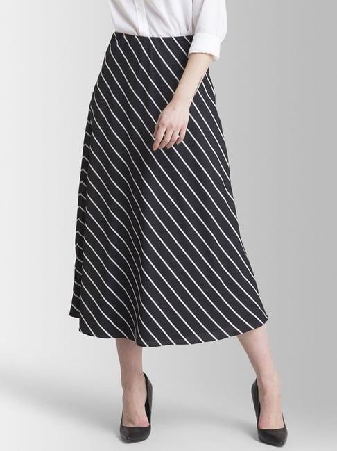 fablestreet black striped a-line skirt