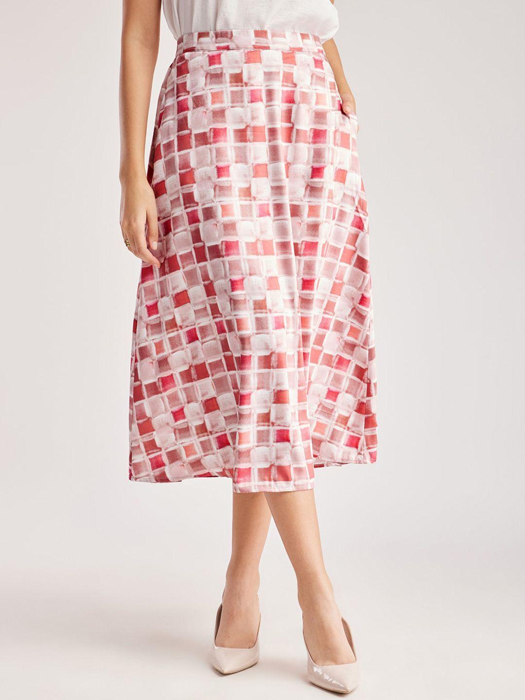 fablestreet geometric printed a-line midi skirt