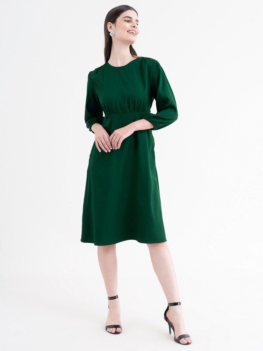 fablestreet green formal a-line dress