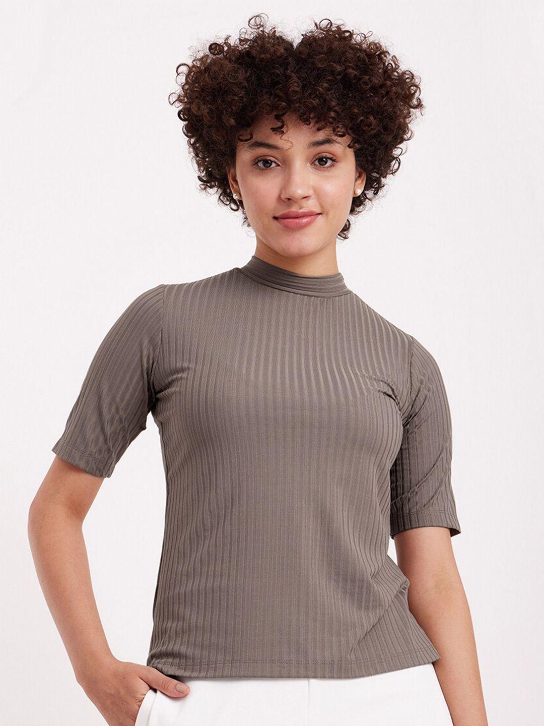 fablestreet high neck ribbed fitted top