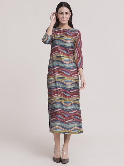 fablestreet multicolored printed shift dress