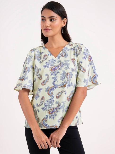 fablestreet off white printed top
