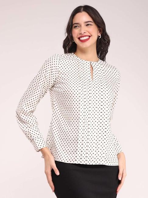 fablestreet off-white polka dots top