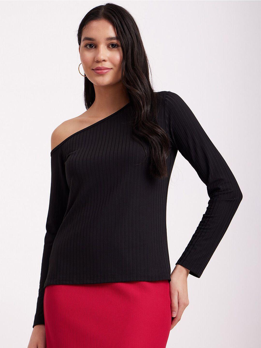 fablestreet one shoulder full sleeve ribbed top