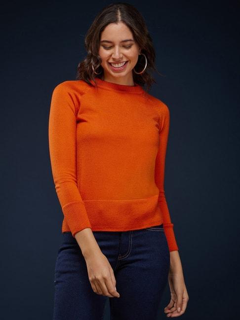 fablestreet orange relaxed fit sweater