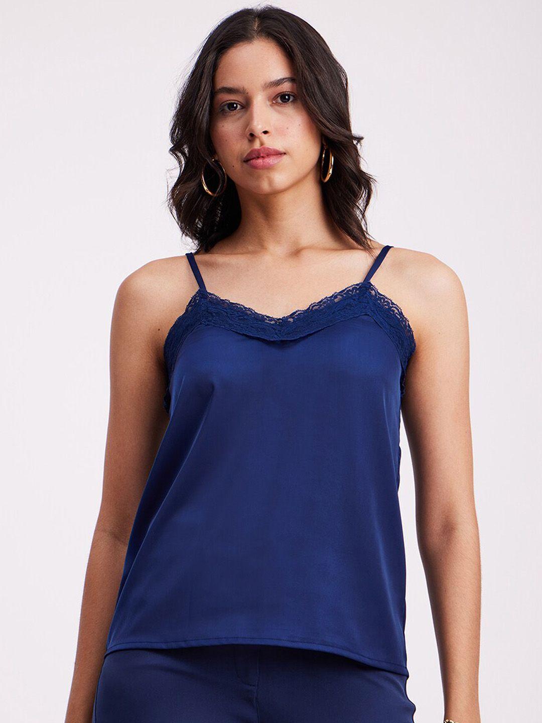 fablestreet relaxed fit v-neck satin lace camisole