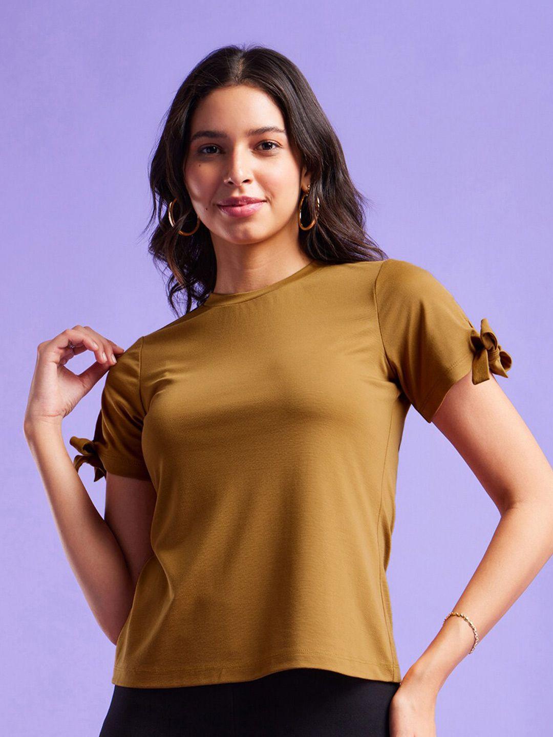 fablestreet round neck tie-up sleeves top