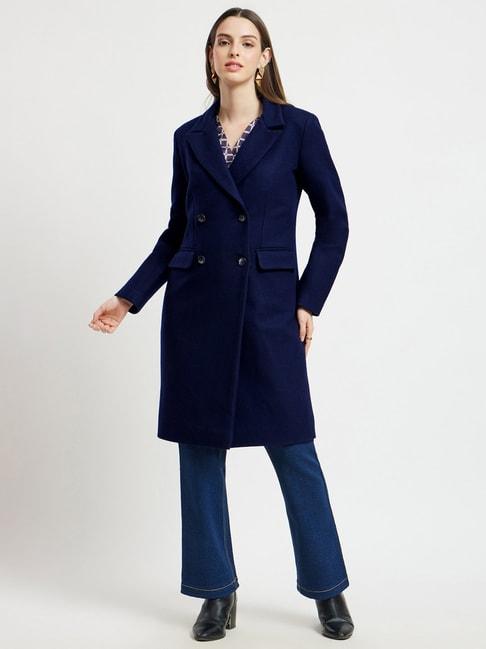 fablestreet royal blue wool relaxed fit coat