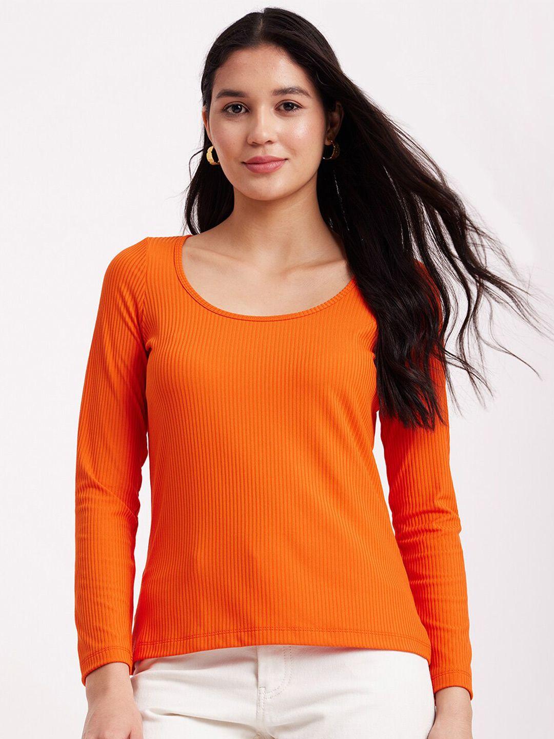 fablestreet scoop neck full sleeve ribbed top
