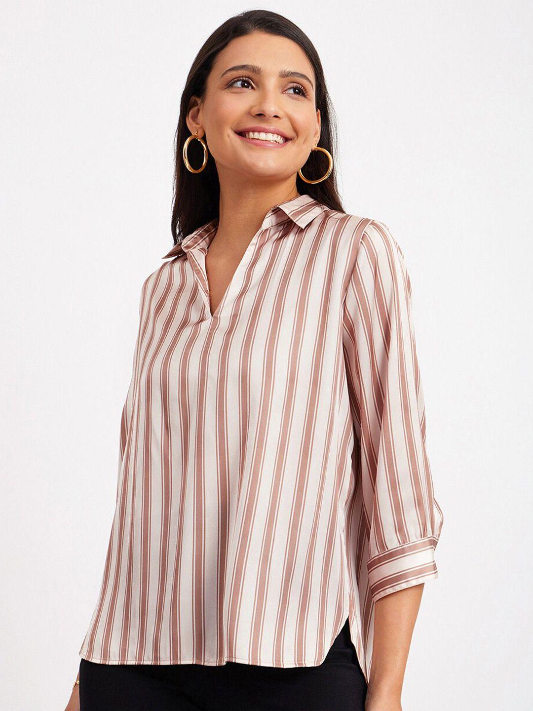 fablestreet striped satin shirt style top