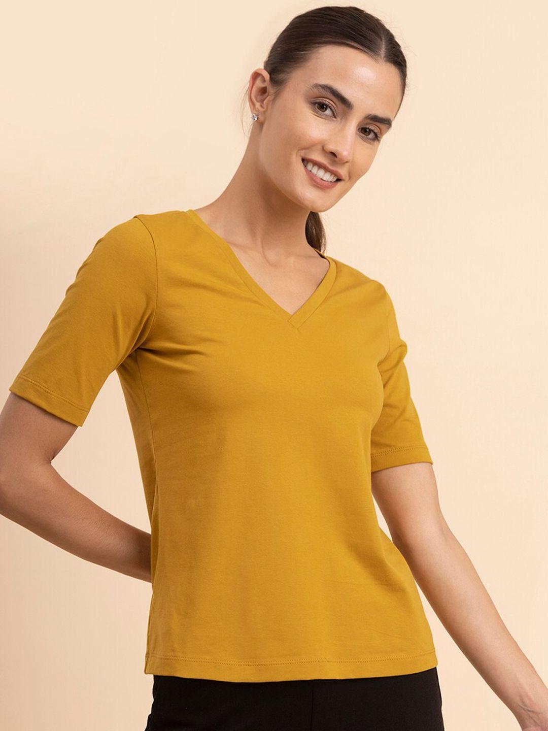 fablestreet v-neck cotton lycra short sleeves t-shirt