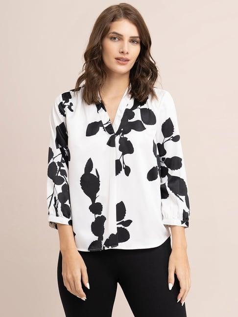 fablestreet white floral print top