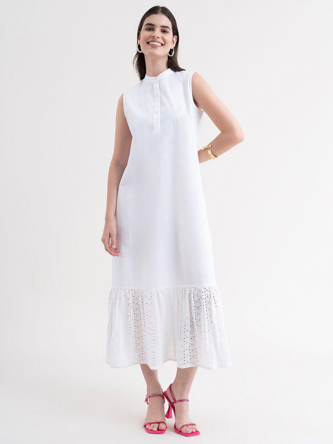 fablestreet white formal a-line midi dress