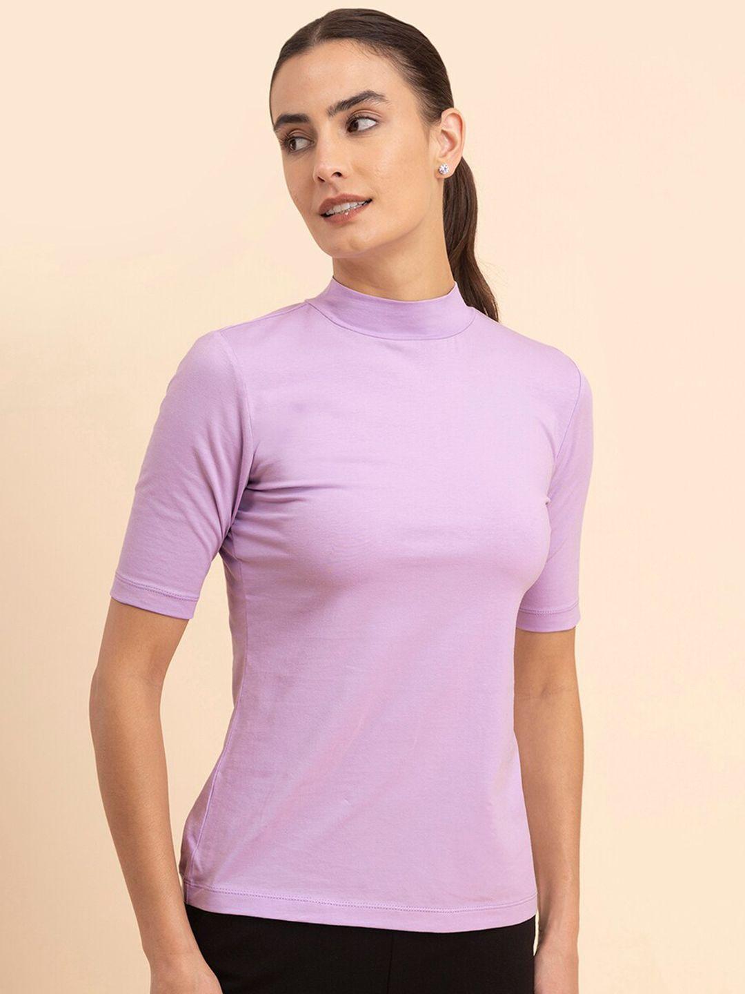 fablestreet women cotton lycra high neck t-shirt