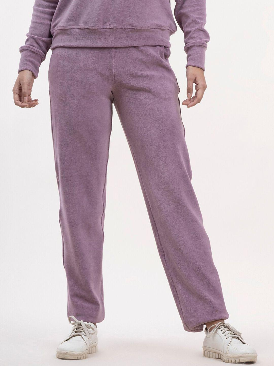 fablestreet women lavender purple solid track pants