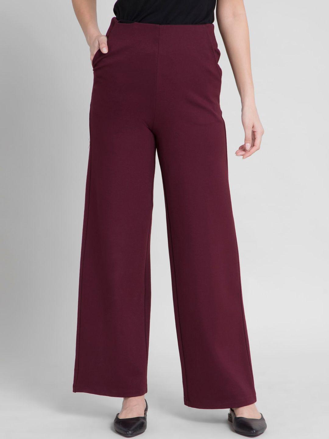 fablestreet women maroon flared high-rise livin culottes