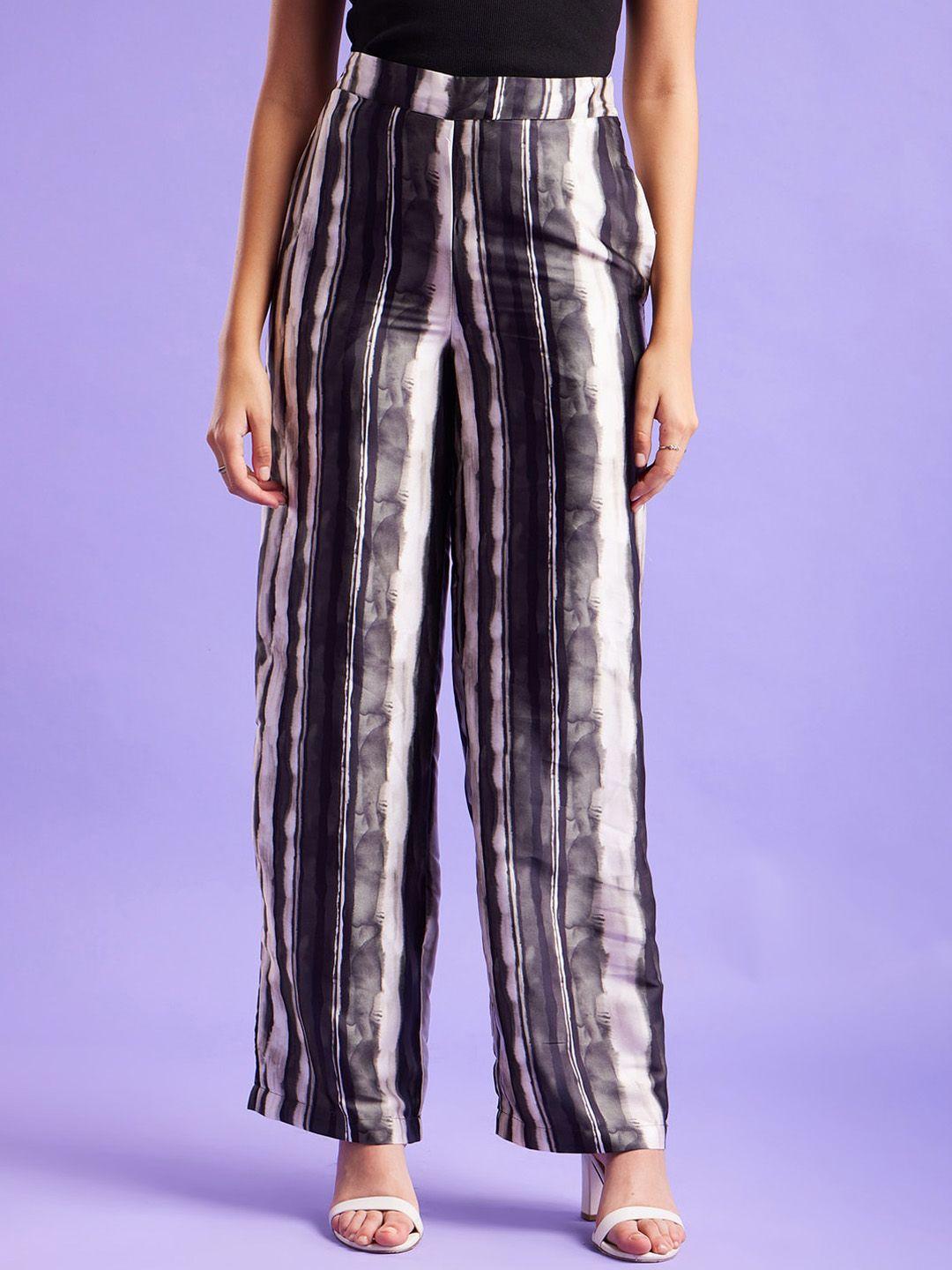 fablestreet women printed tailored flared trousers