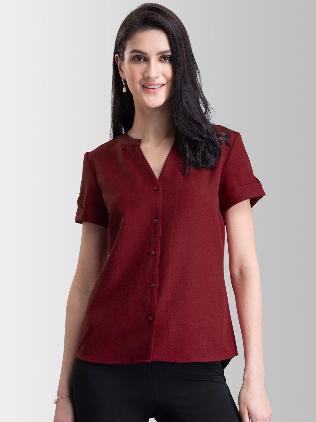 fablestreet women red solid top