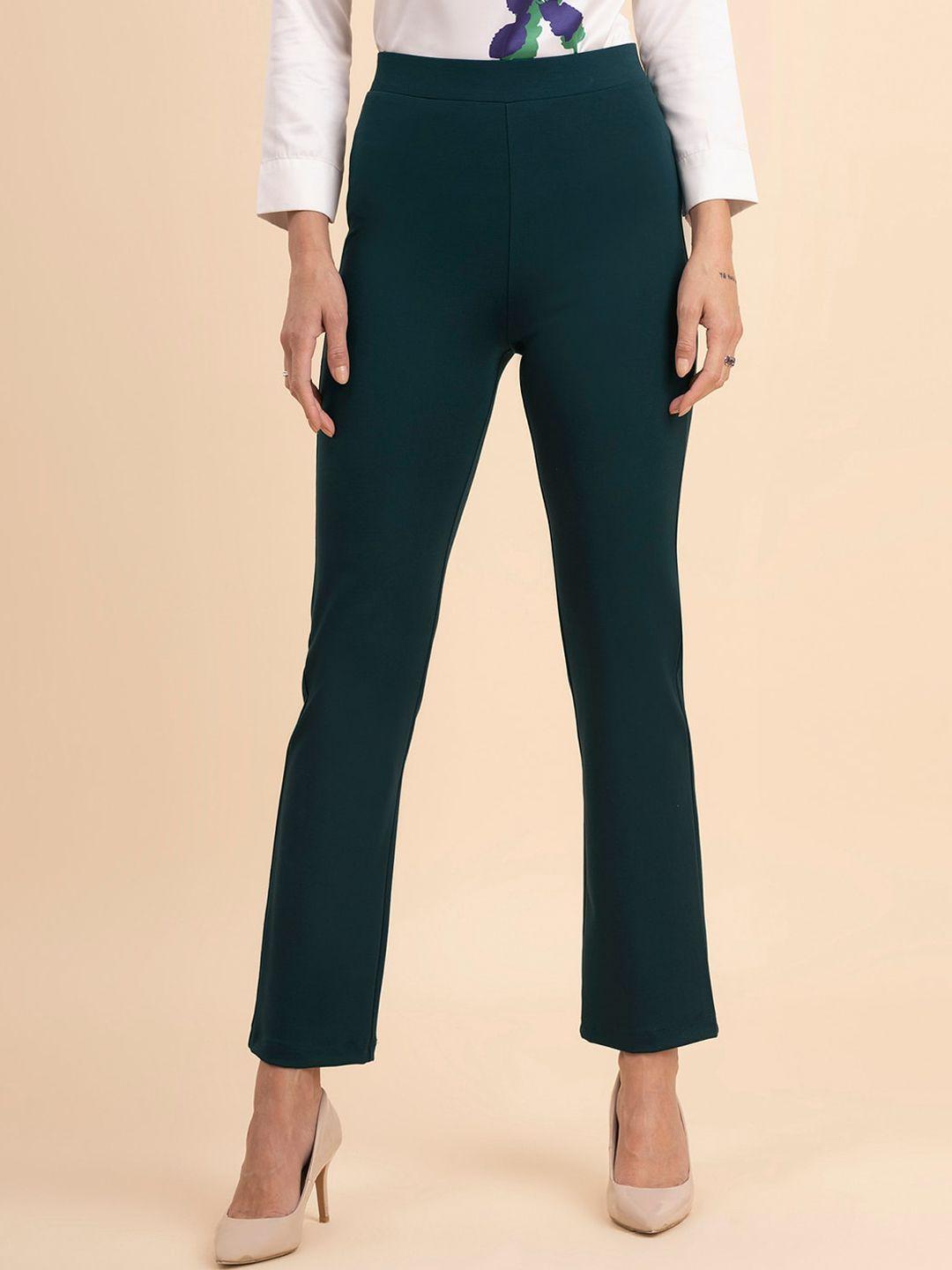 fablestreet women relaxed flared high-rise trousers