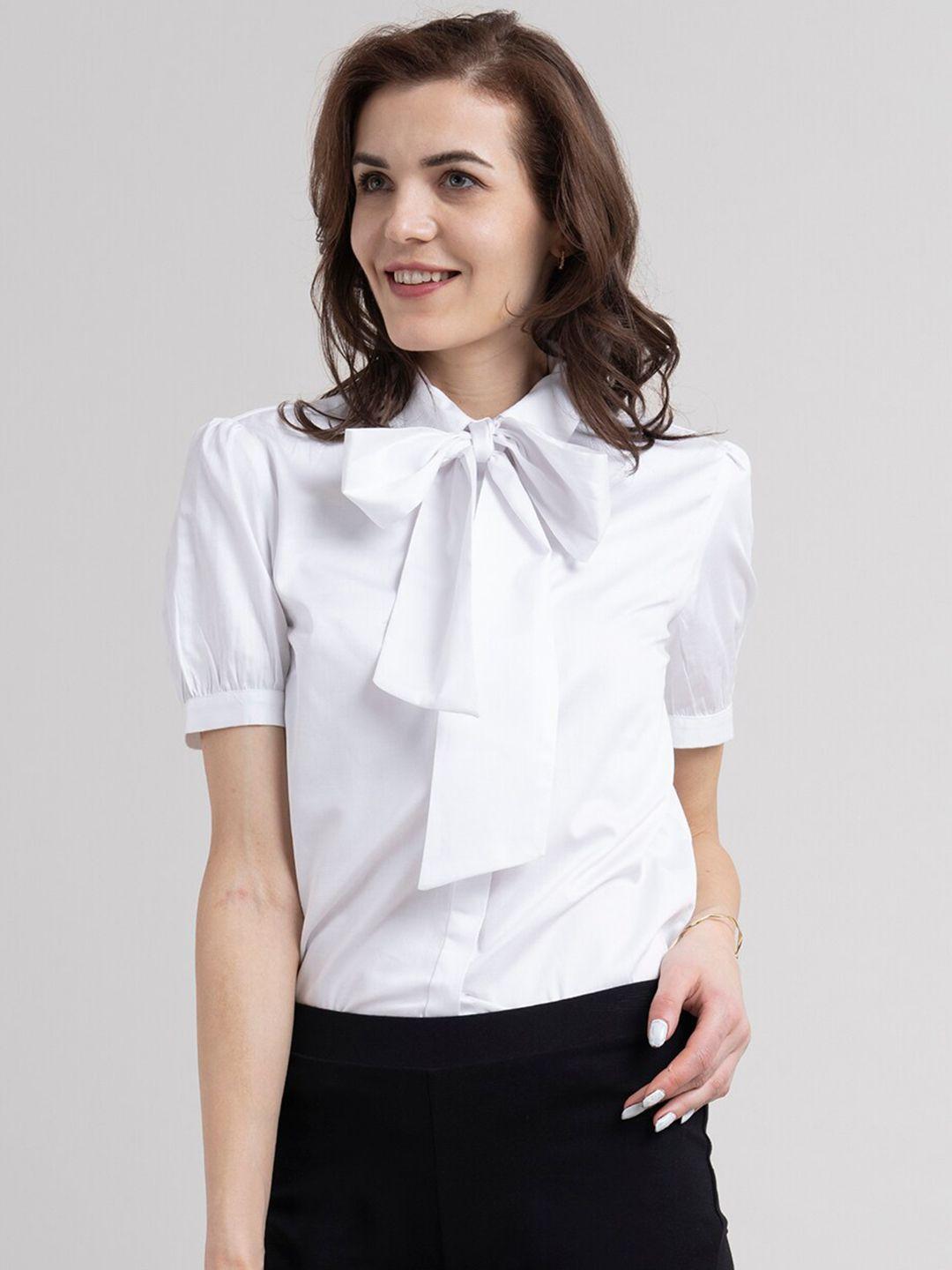 fablestreet women white comfort formal shirt