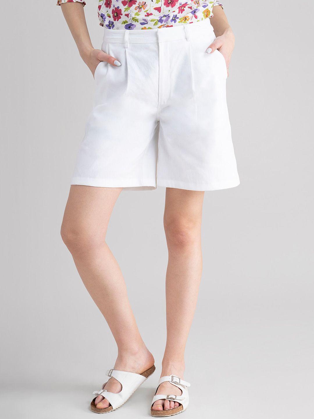 fablestreet women white shorts