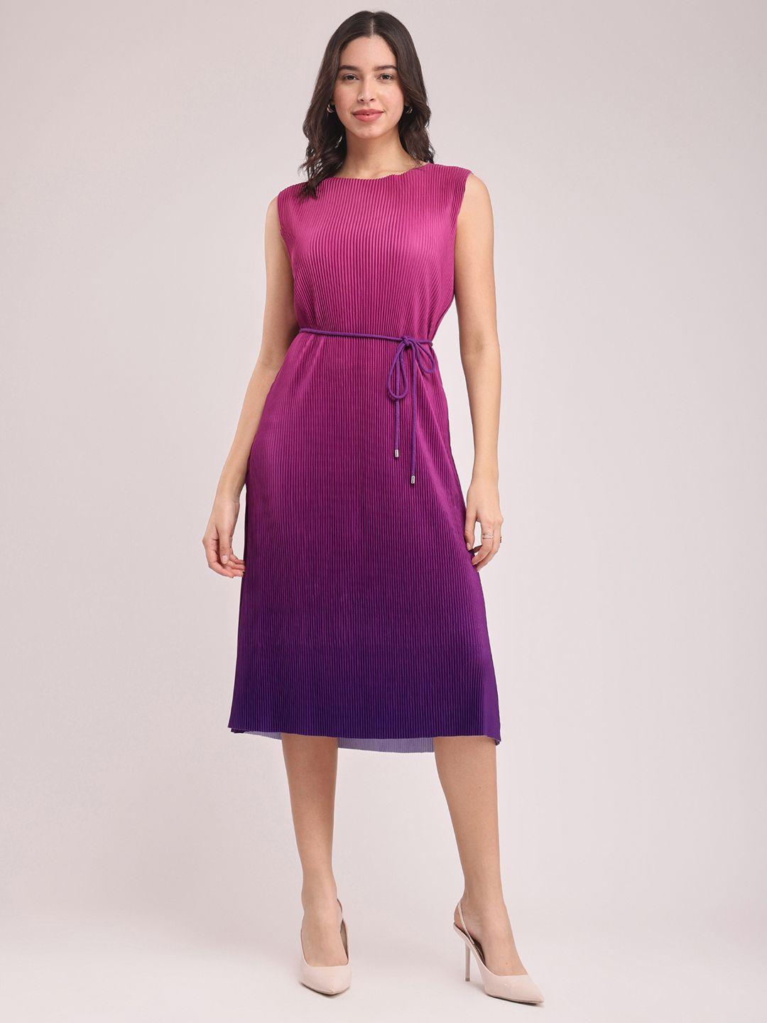 fablestreet a-line ombre pleated midi dress