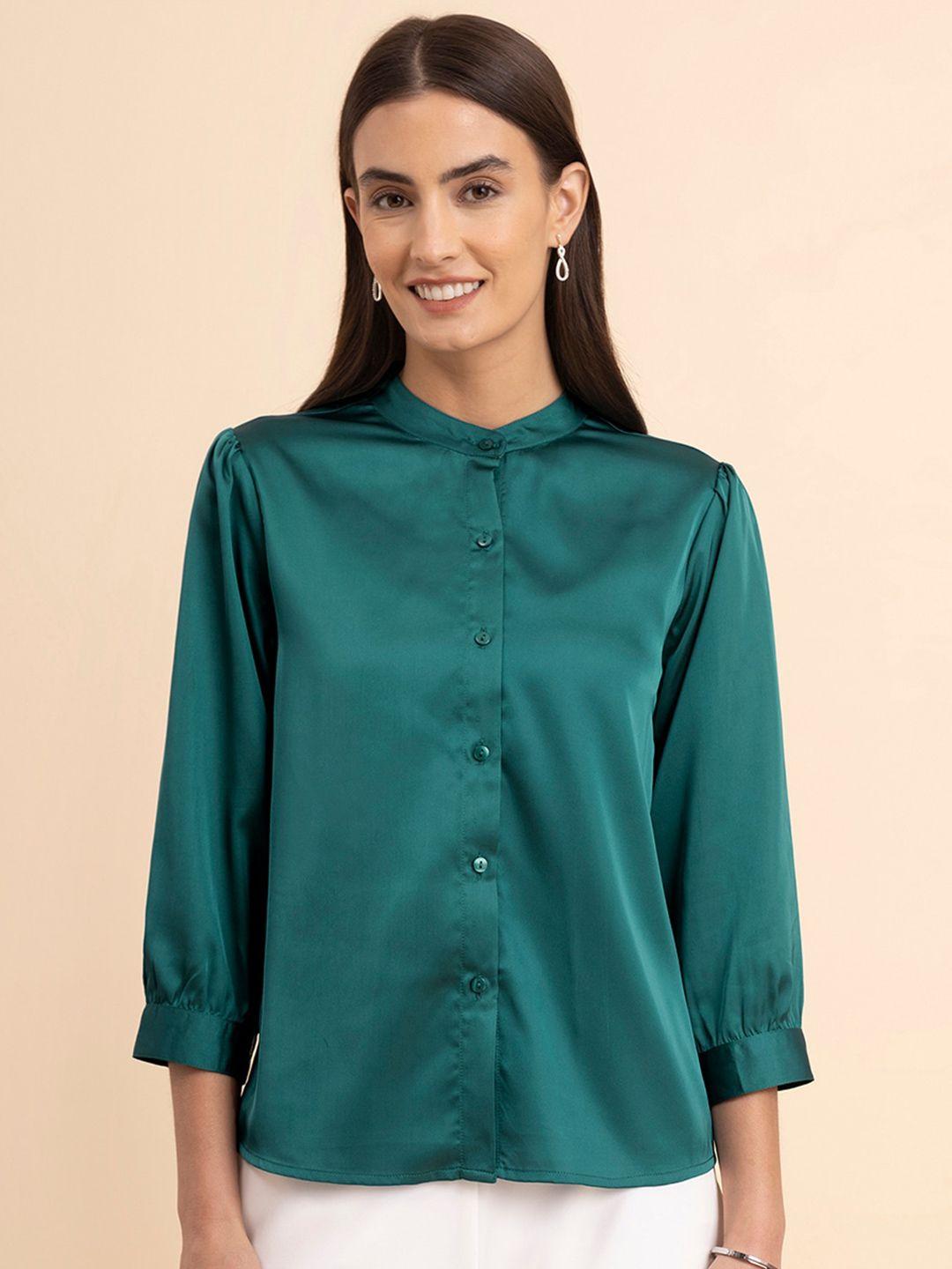 fablestreet band collar classic satin formal shirt