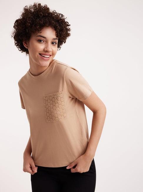 fablestreet beige cotton t-shirt