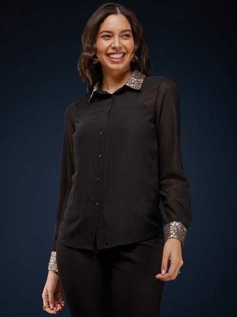 fablestreet black embellished shirt